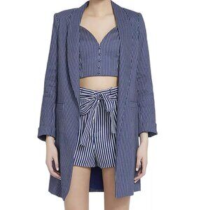 Alice + Olivia Kylie Shawl-Collar Striped Blazer In Love Me Stripe Oversized